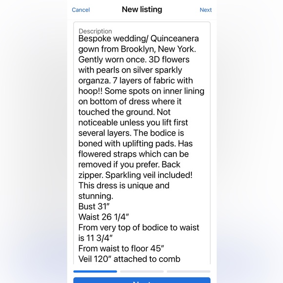 Gorgeous custom bridal gown. See details in photos. - Picture 2 of 10